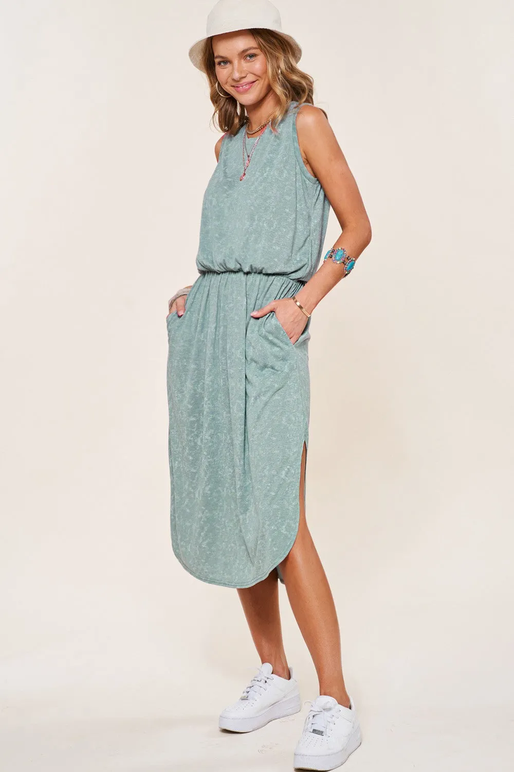 Green Sleeveless Summer Casual Long Dress