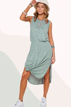 Green Sleeveless Summer Casual Long Dress