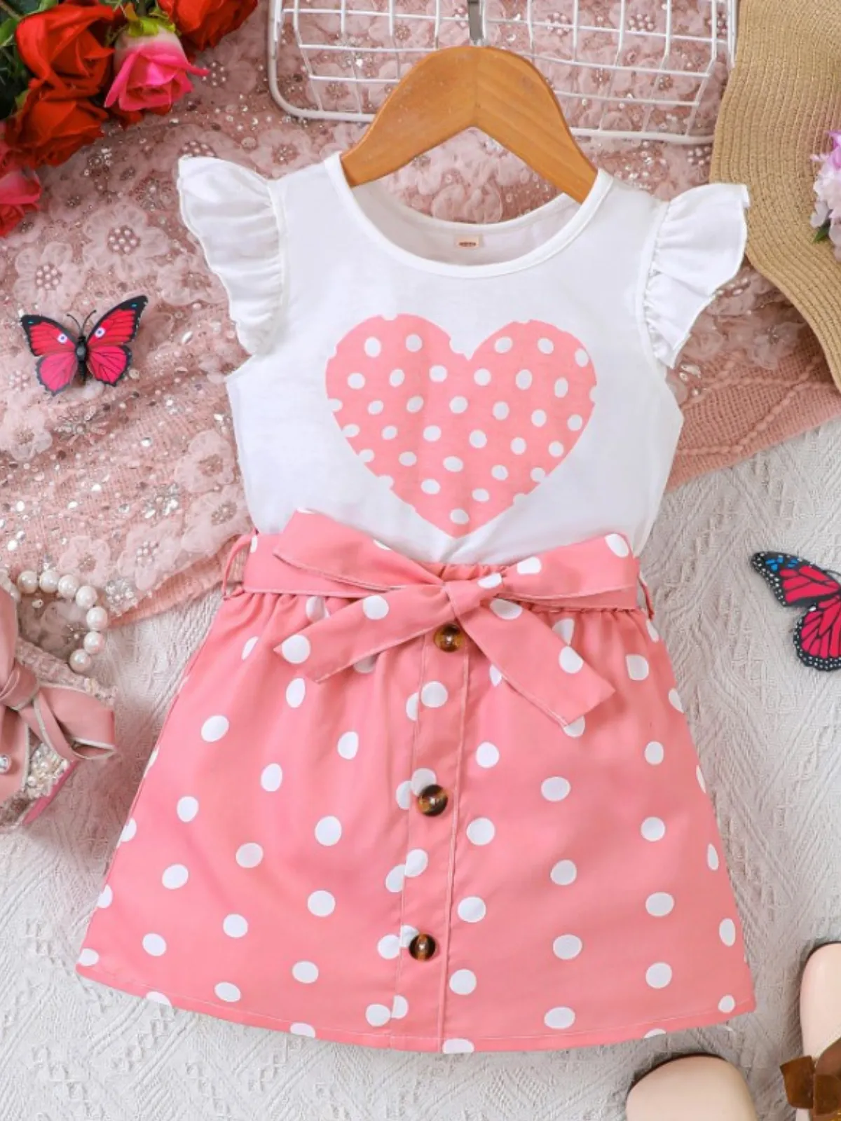 Hey Love Polka Dot Top and Skirt Set