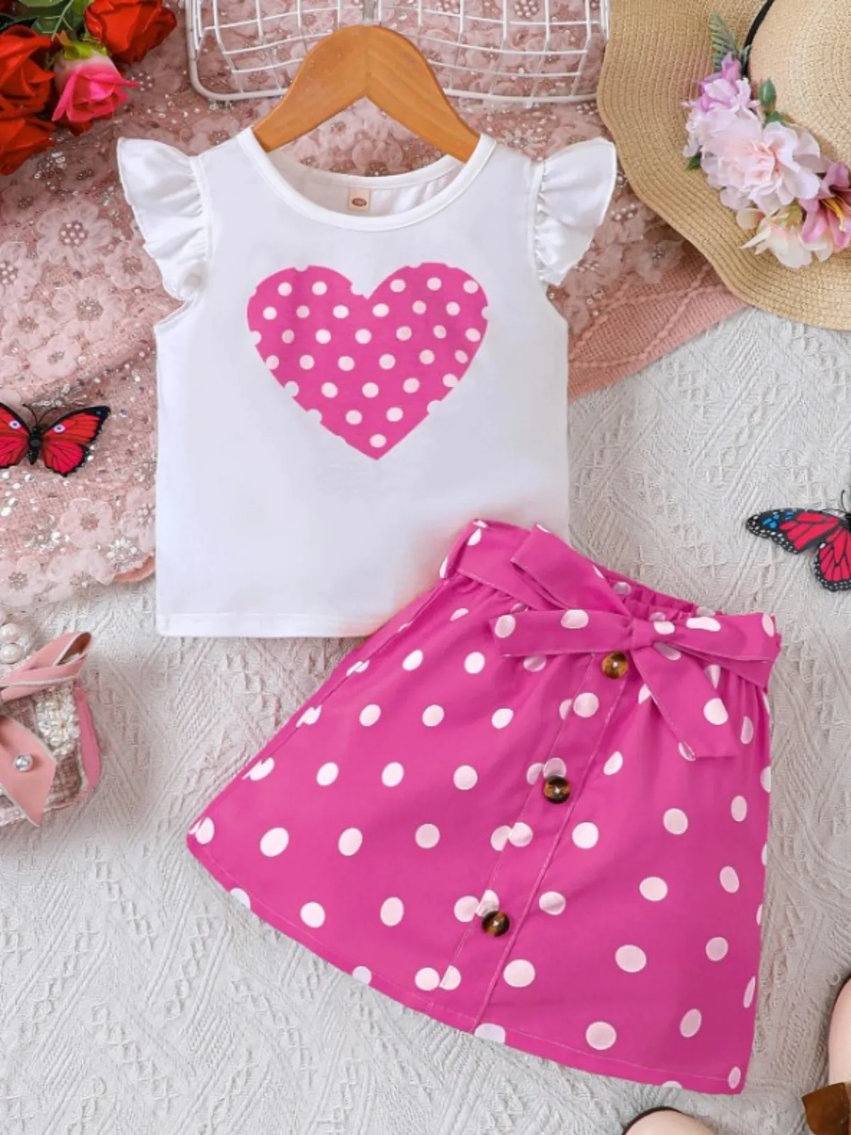 Hey Love Polka Dot Top and Skirt Set