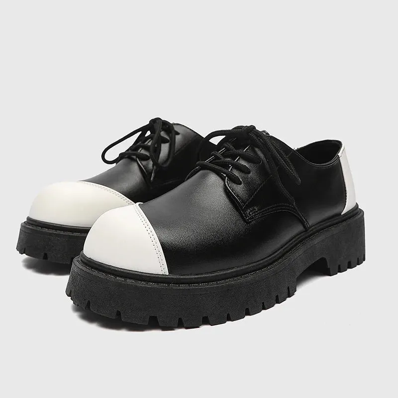 Hnzxzm Men Black Leather Shoes Japan Harajuku Korean Fashion Business Wedding Leather Shoe Men High Sole Platform Casual Leather Shoes