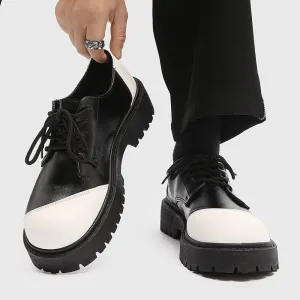 Hnzxzm Men Black Leather Shoes Japan Harajuku Korean Fashion Business Wedding Leather Shoe Men High Sole Platform Casual Leather Shoes