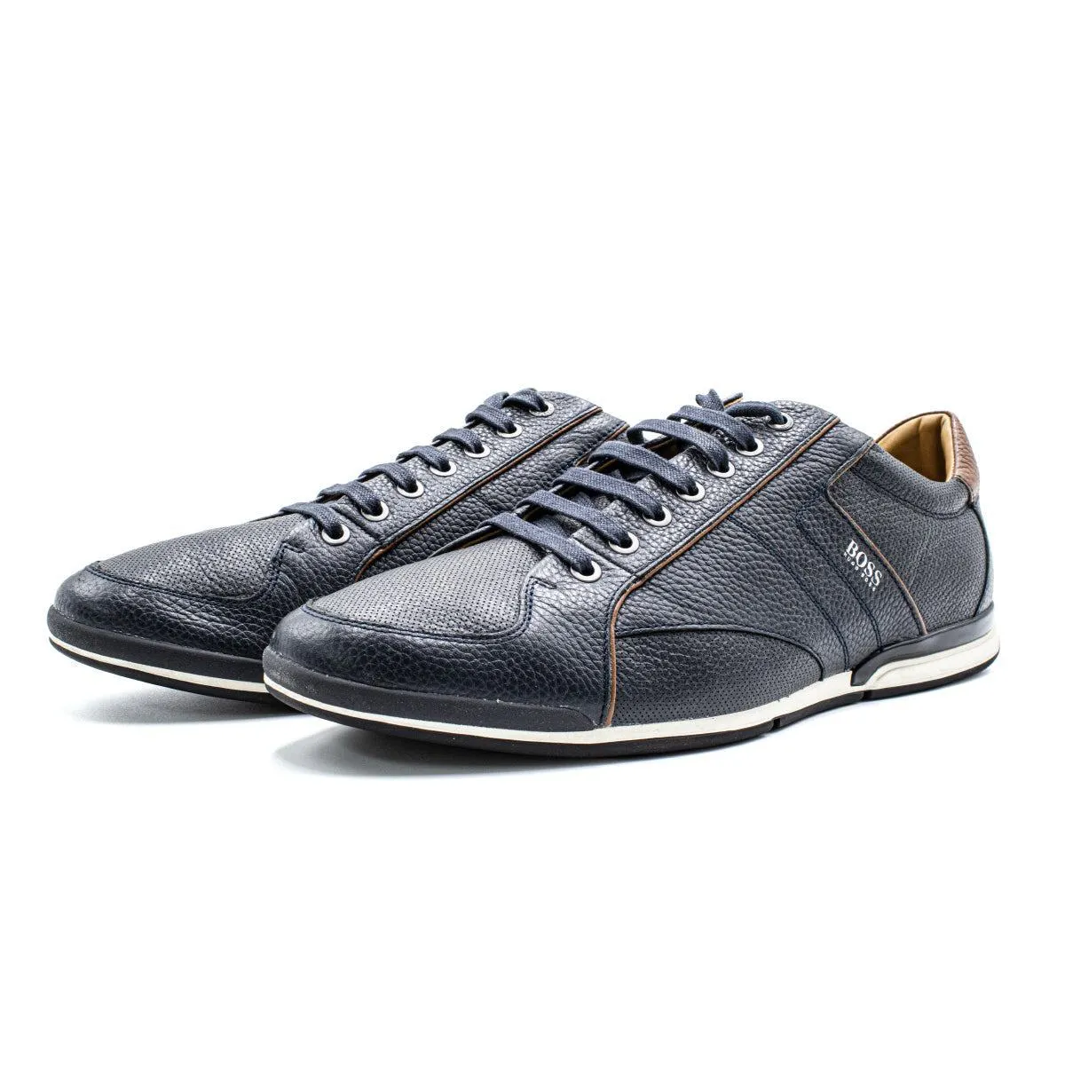 Hugo Boss Saturn Low-Top Sneakers Leather Blue Colour For Men