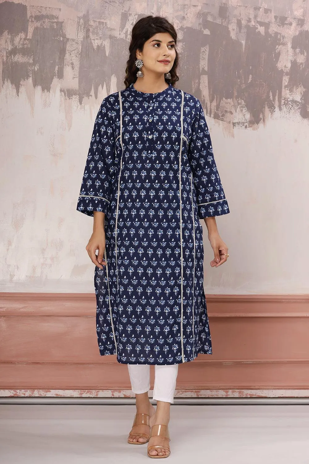 Indigo Printed Cotton Kurta