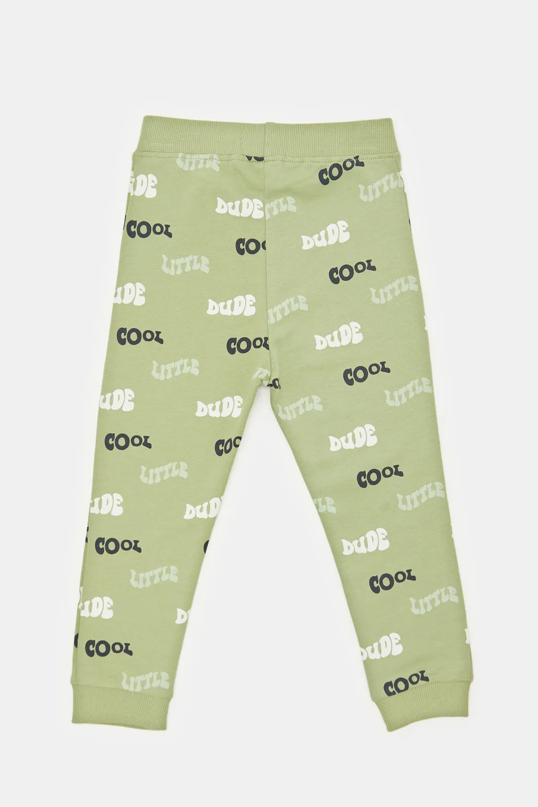 Infant Boys Green Cool Dude Printed Active Pant