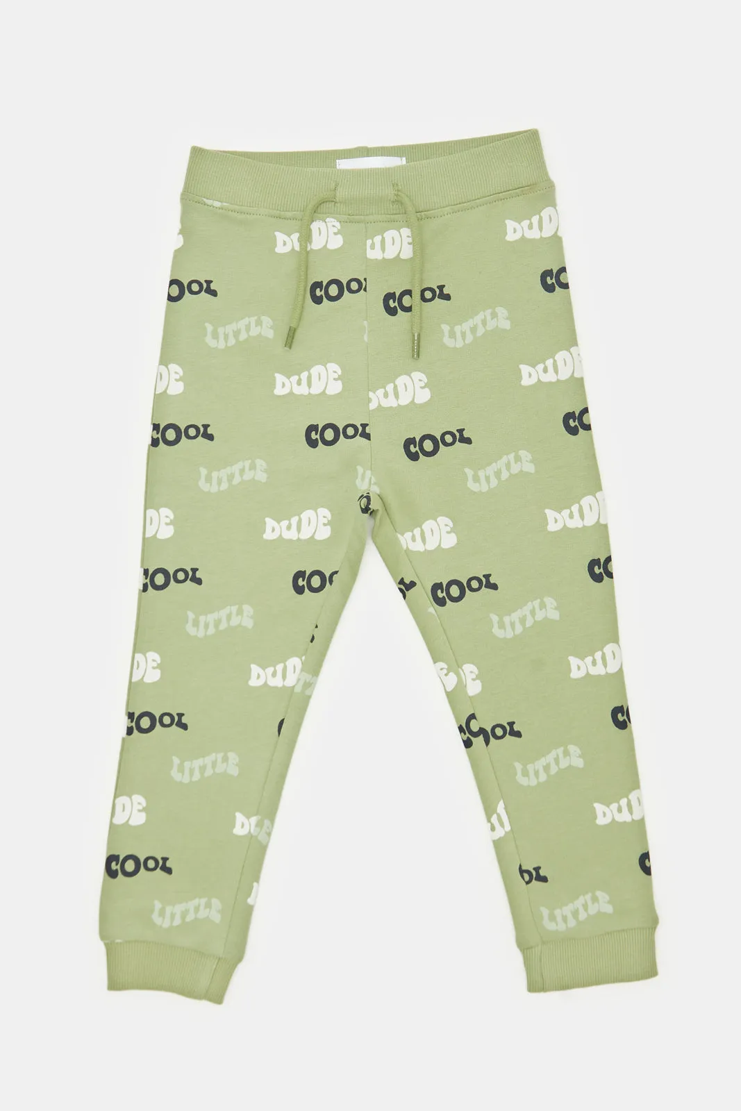 Infant Boys Green Cool Dude Printed Active Pant