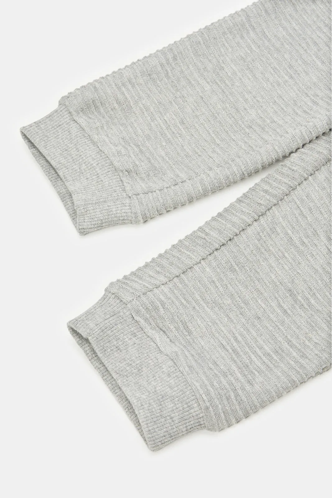 Infant Boys Grey Ribbed Active Pants