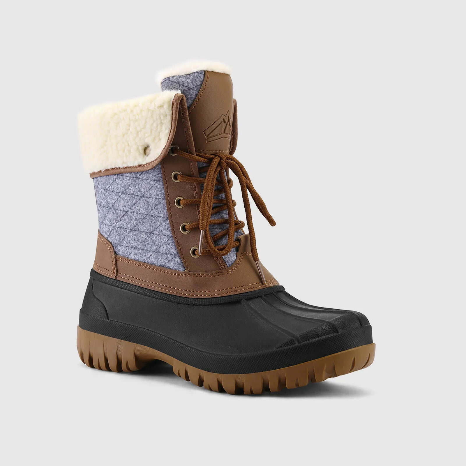 Lace-Up Winter Mid Calf Duck Boots for Outdoor