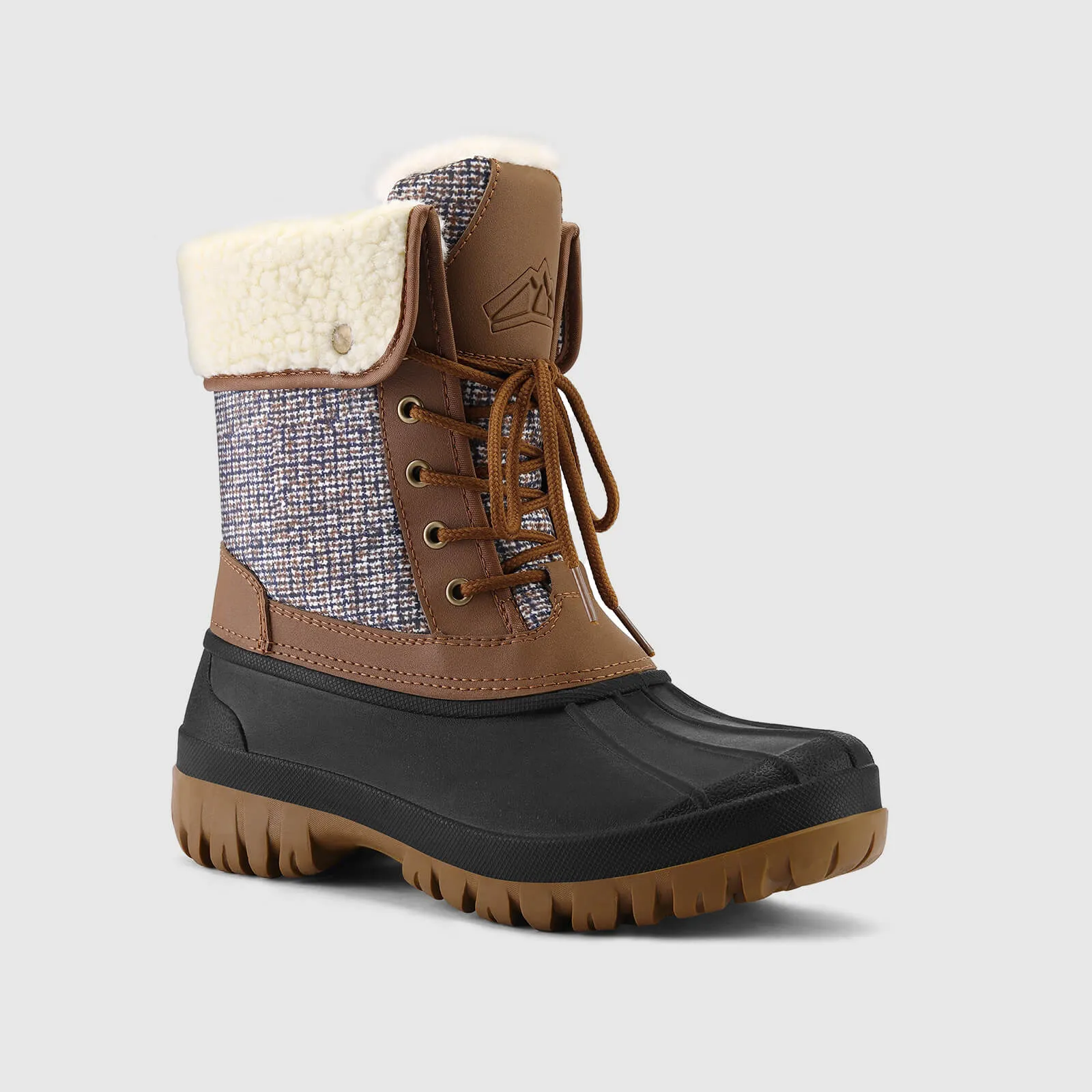 Lace-Up Winter Mid Calf Duck Boots for Outdoor