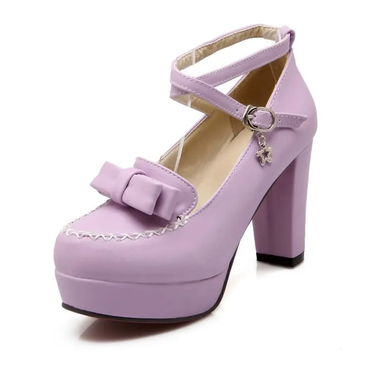 Lolita Dolly Strap Bow High-Heel Shoes SD00238