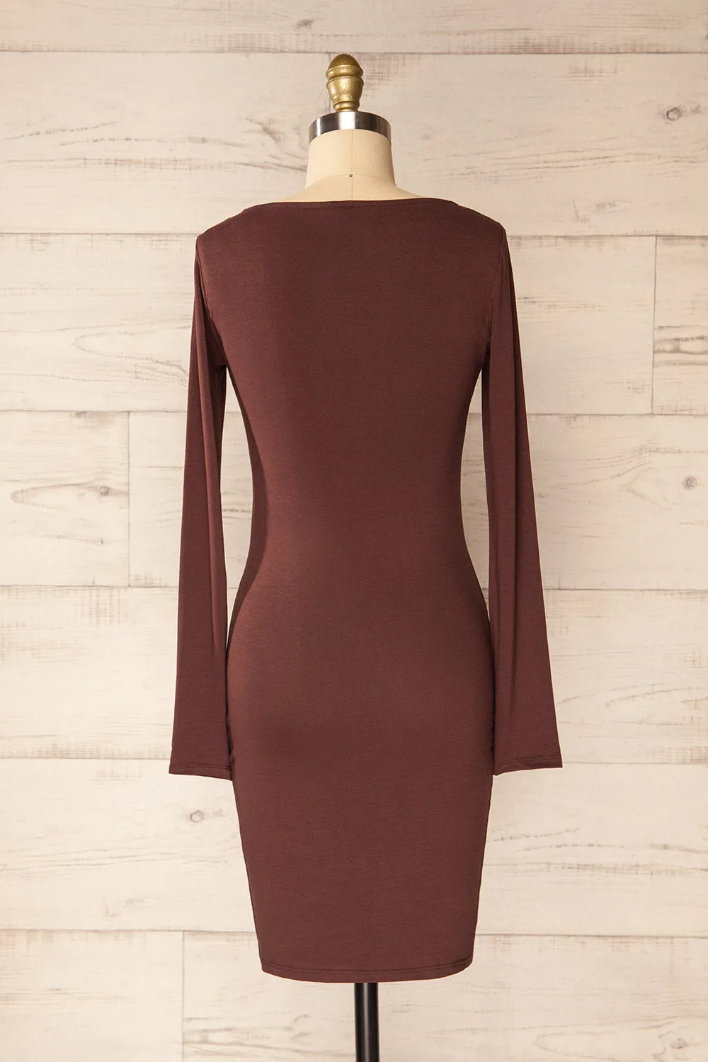 Lorient Brown | Long Sleeve Short Fitted Dress