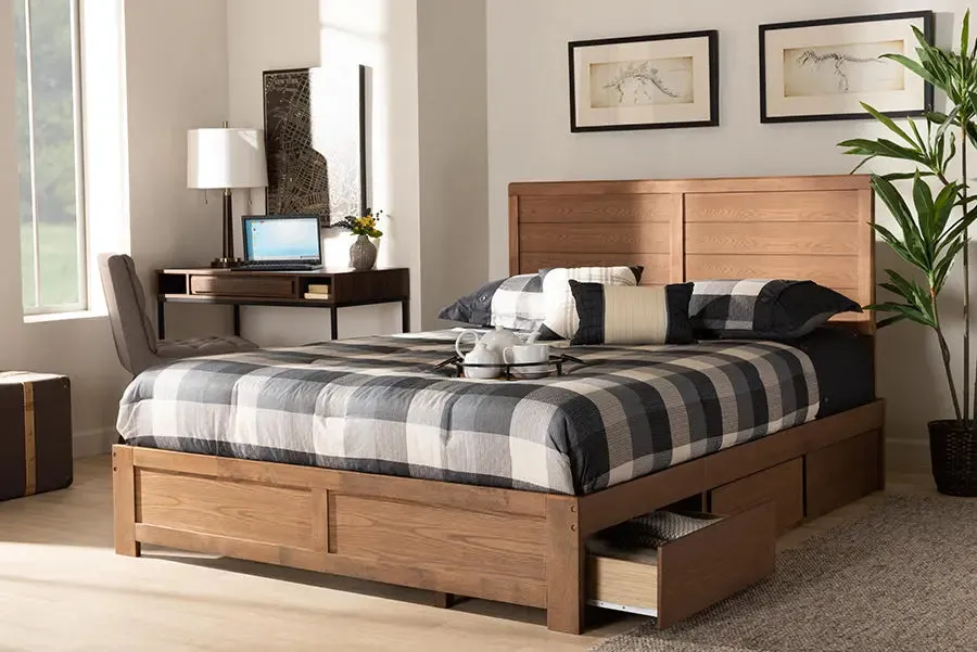 Mellisa Ash Walnut Brown Wood 3-Drawer Platform Storage Bed (Full)