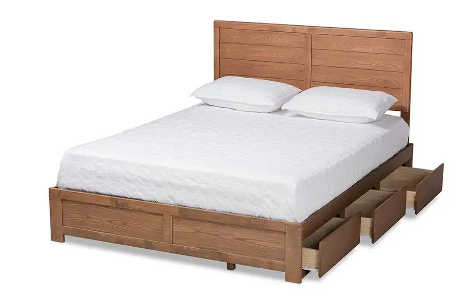 Mellisa Ash Walnut Brown Wood 3-Drawer Platform Storage Bed (Full)