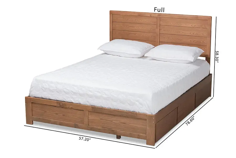 Mellisa Ash Walnut Brown Wood 3-Drawer Platform Storage Bed (Full)