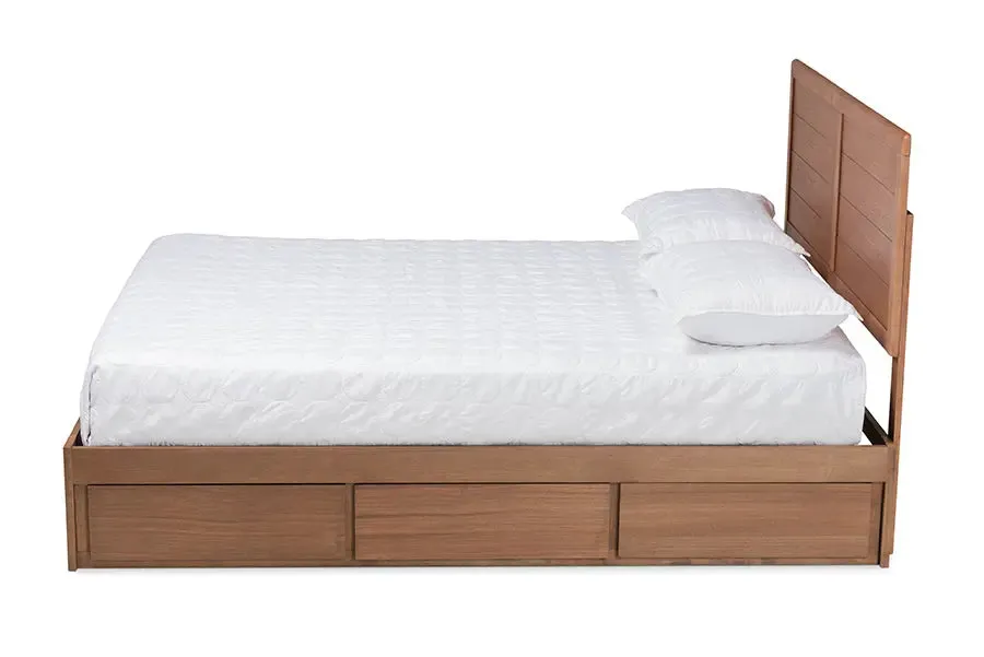 Mellisa Ash Walnut Brown Wood 3-Drawer Platform Storage Bed (Full)