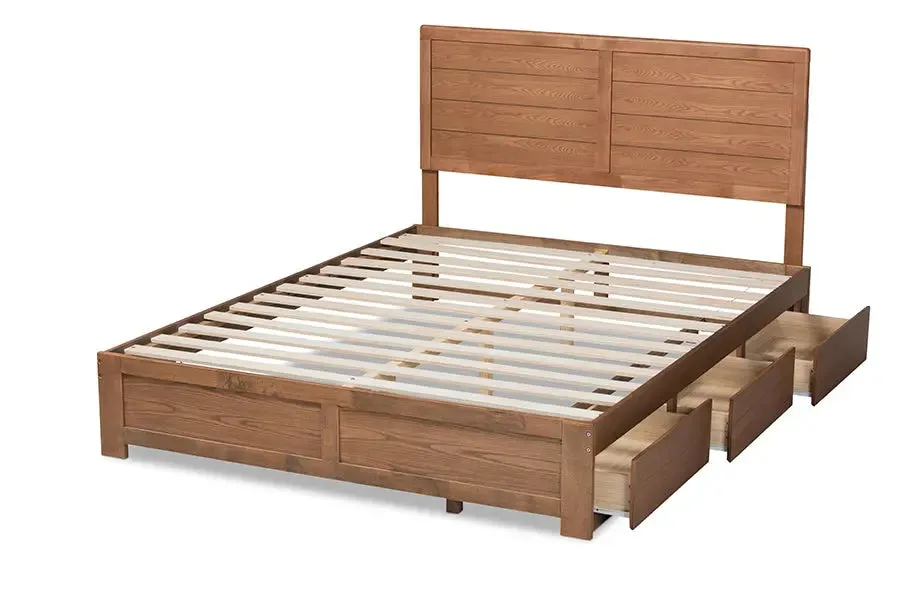 Mellisa Ash Walnut Brown Wood 3-Drawer Platform Storage Bed (Full)