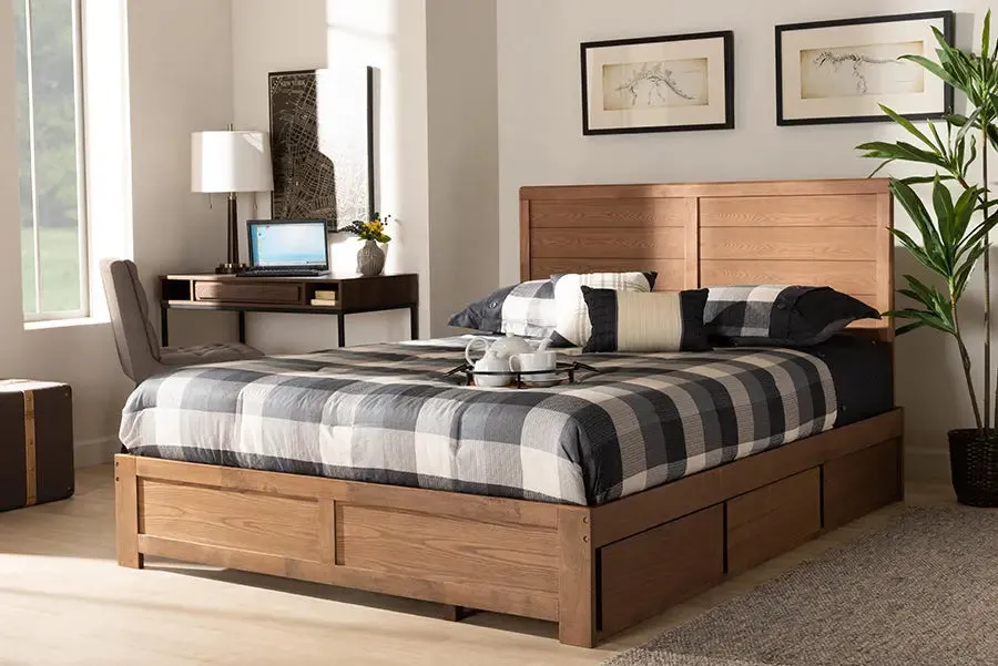 Mellisa Ash Walnut Brown Wood 3-Drawer Platform Storage Bed (Full)