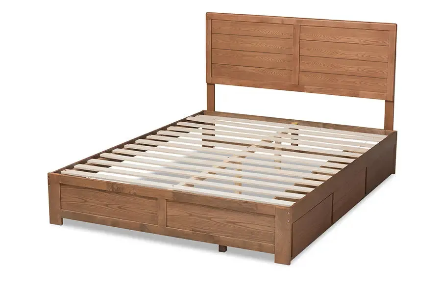 Mellisa Ash Walnut Brown Wood 3-Drawer Platform Storage Bed (Full)