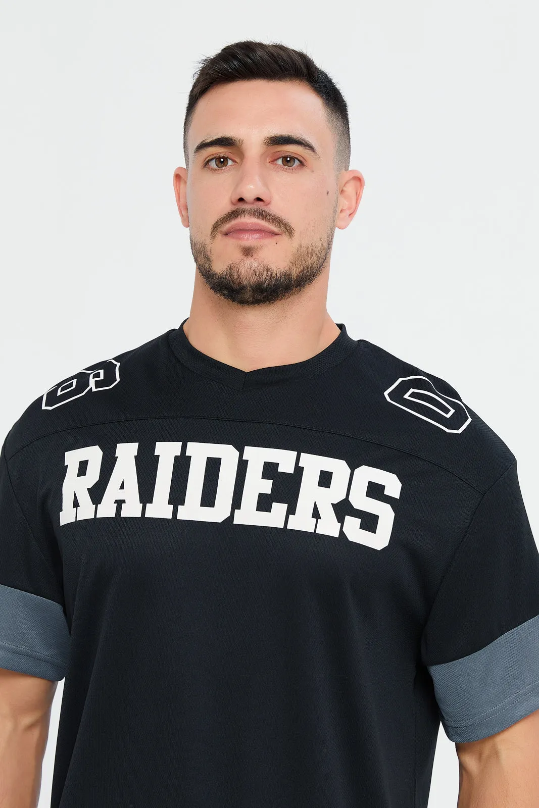 Men Black NFL Raiders Print Active T-Shirt