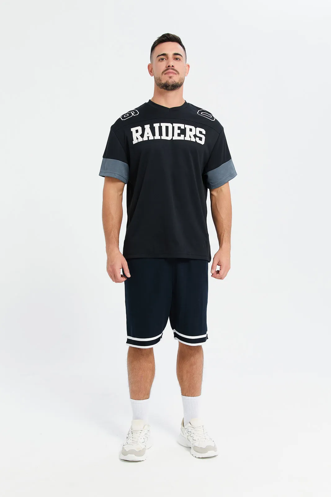 Men Black NFL Raiders Print Active T-Shirt