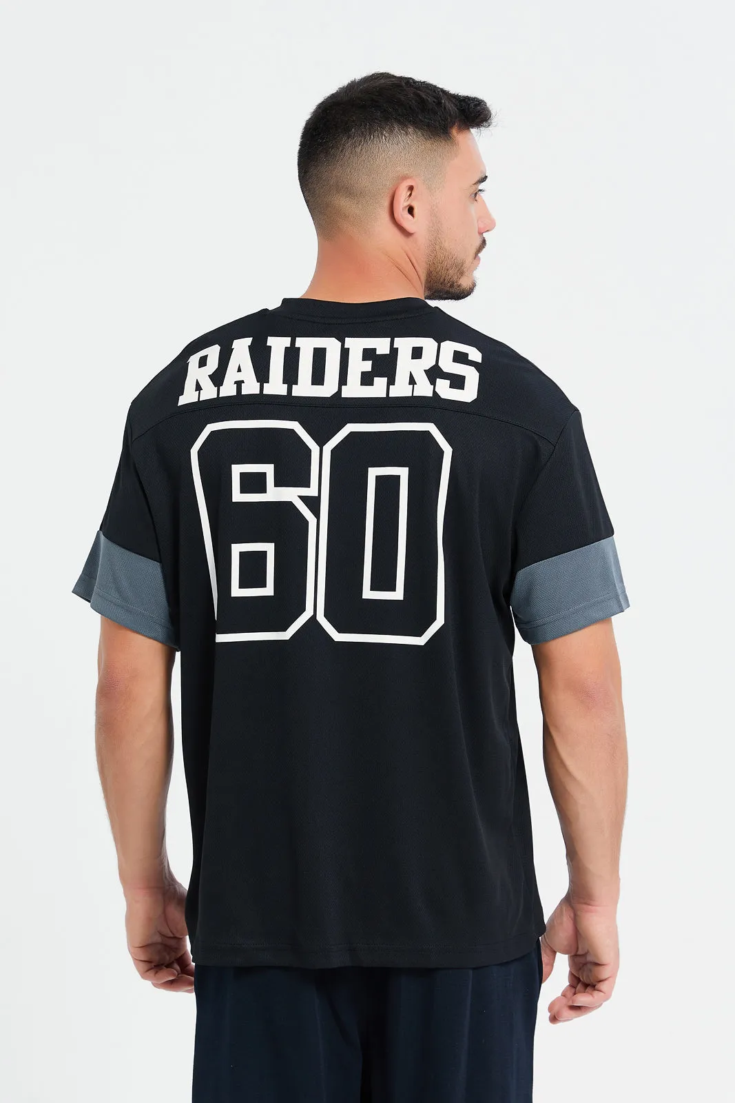 Men Black NFL Raiders Print Active T-Shirt