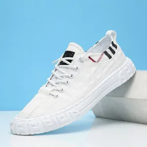 Men's Casual Shoes Spring Crocodile Pattern Umbrella Cloth Trendy White Shoes Breathable Light Sneakers Men Flat Slip-on Loafers