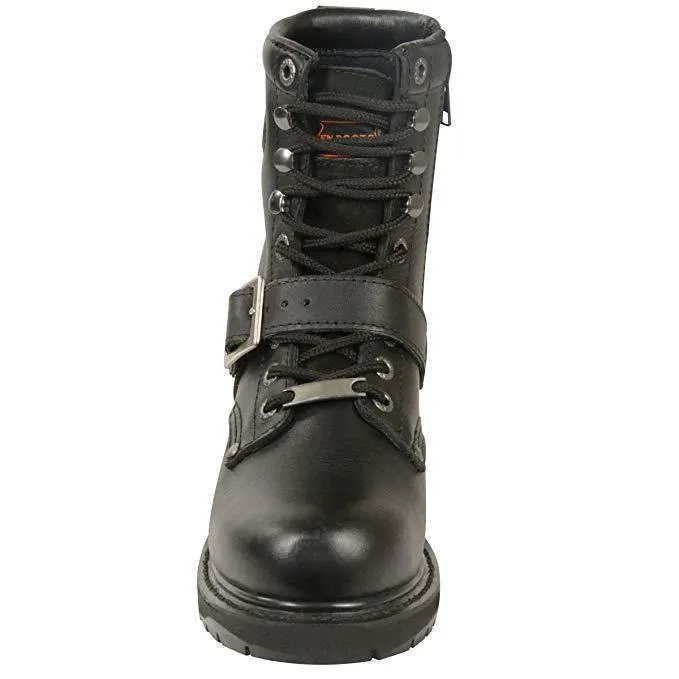 Milwaukee Leather Women's Laced Engineer Boots with Side Zipper Entry