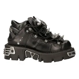 New Rock Women's 110-S1 Bootie Metal Spikes Goth Punk Laced