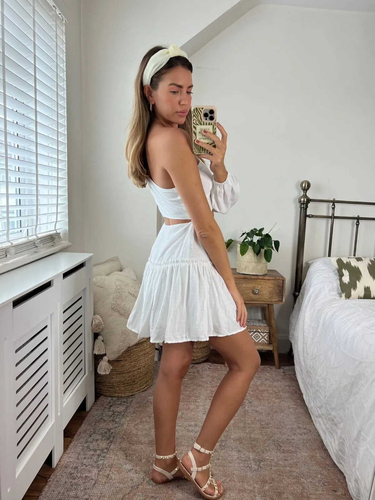 Nia One Shoulder Mini Dress / White