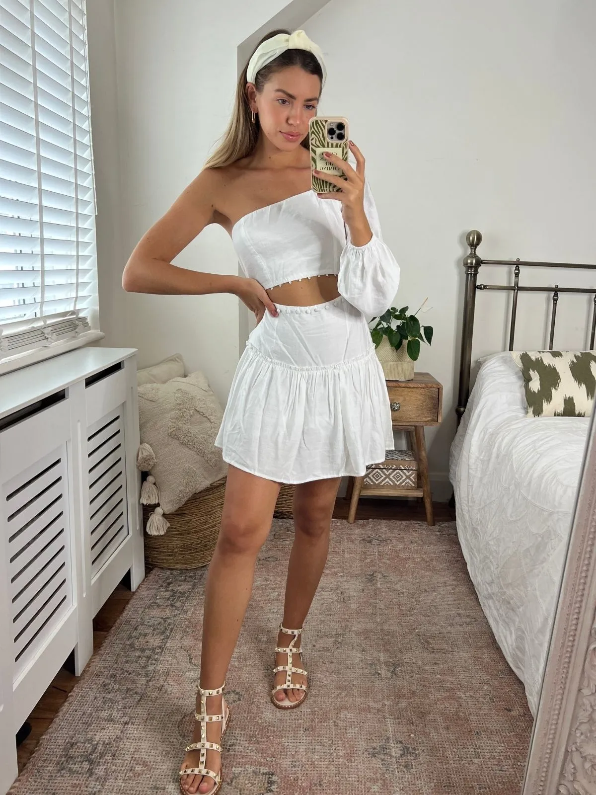 Nia One Shoulder Mini Dress / White