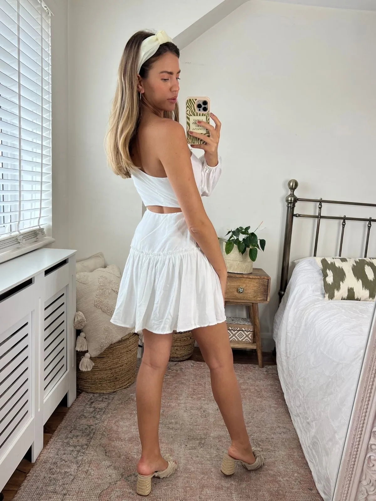 Nia One Shoulder Mini Dress / White