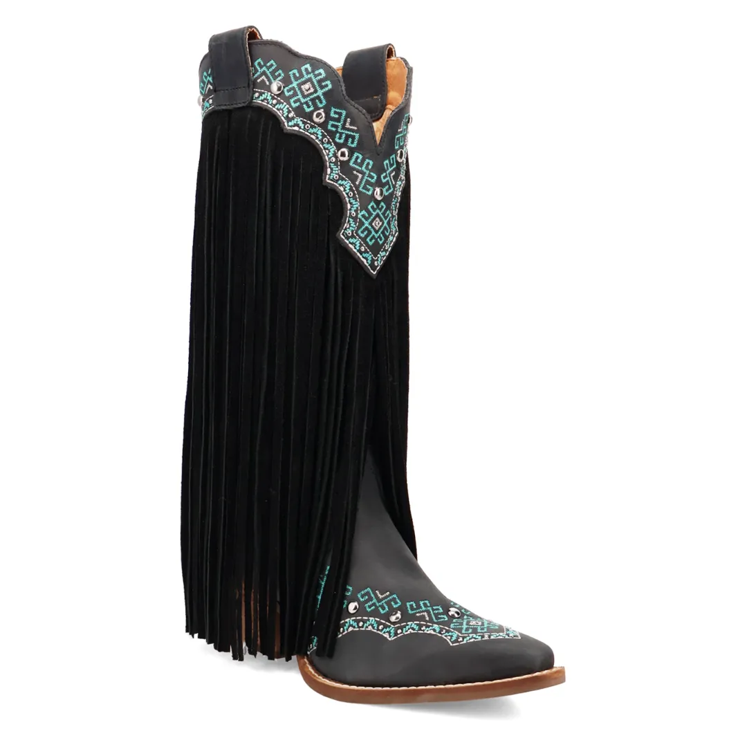 Online Exclusive | Dingo | Tequila Sunrise Suede Boots in Black **PREORDER