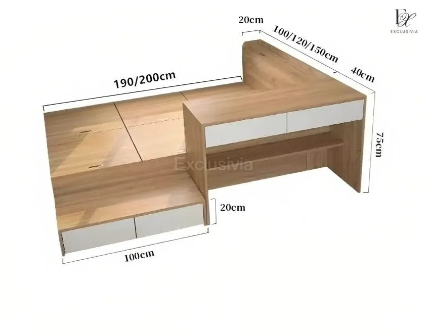 OSAKA Wood Storage Platform Bed