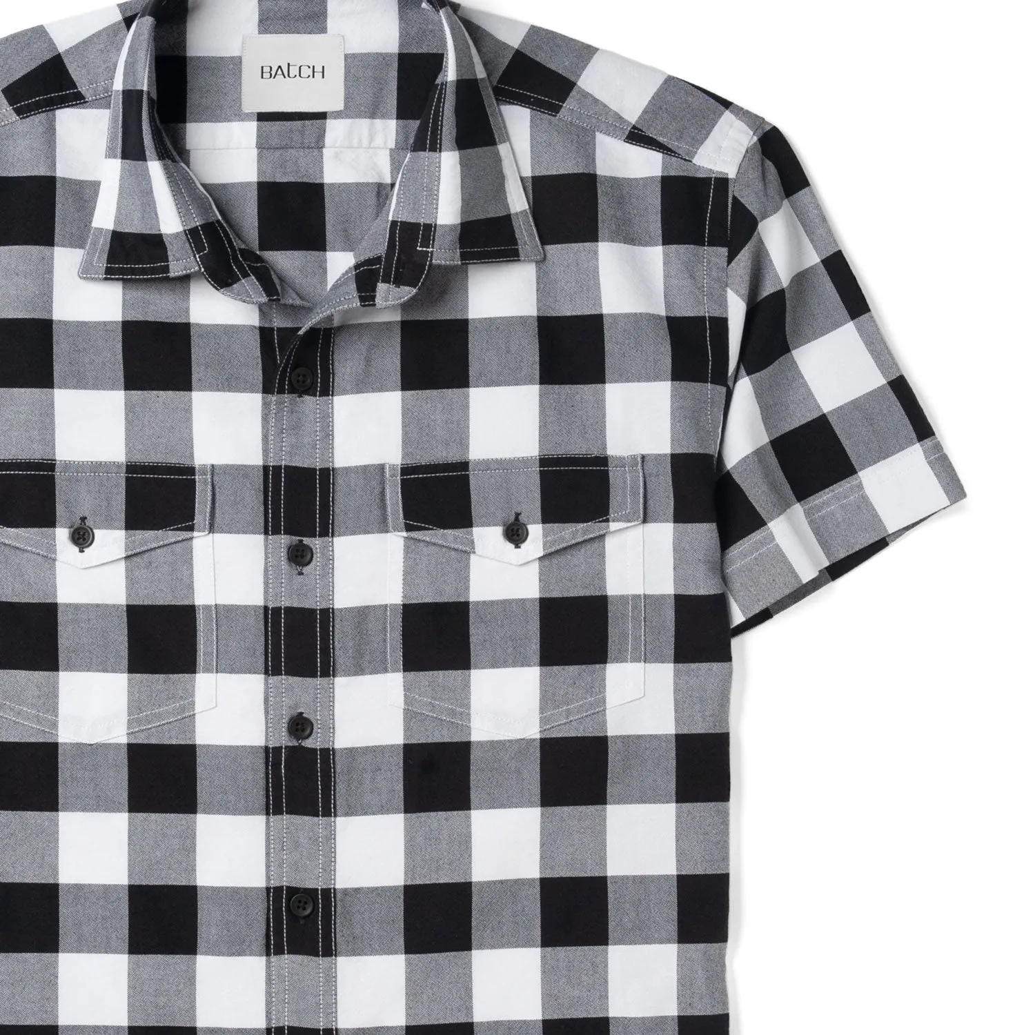 Pioneer Short Sleeve Utility Shirt – Black & White Oxford Check