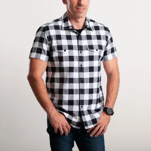 Pioneer Short Sleeve Utility Shirt – Black & White Oxford Check