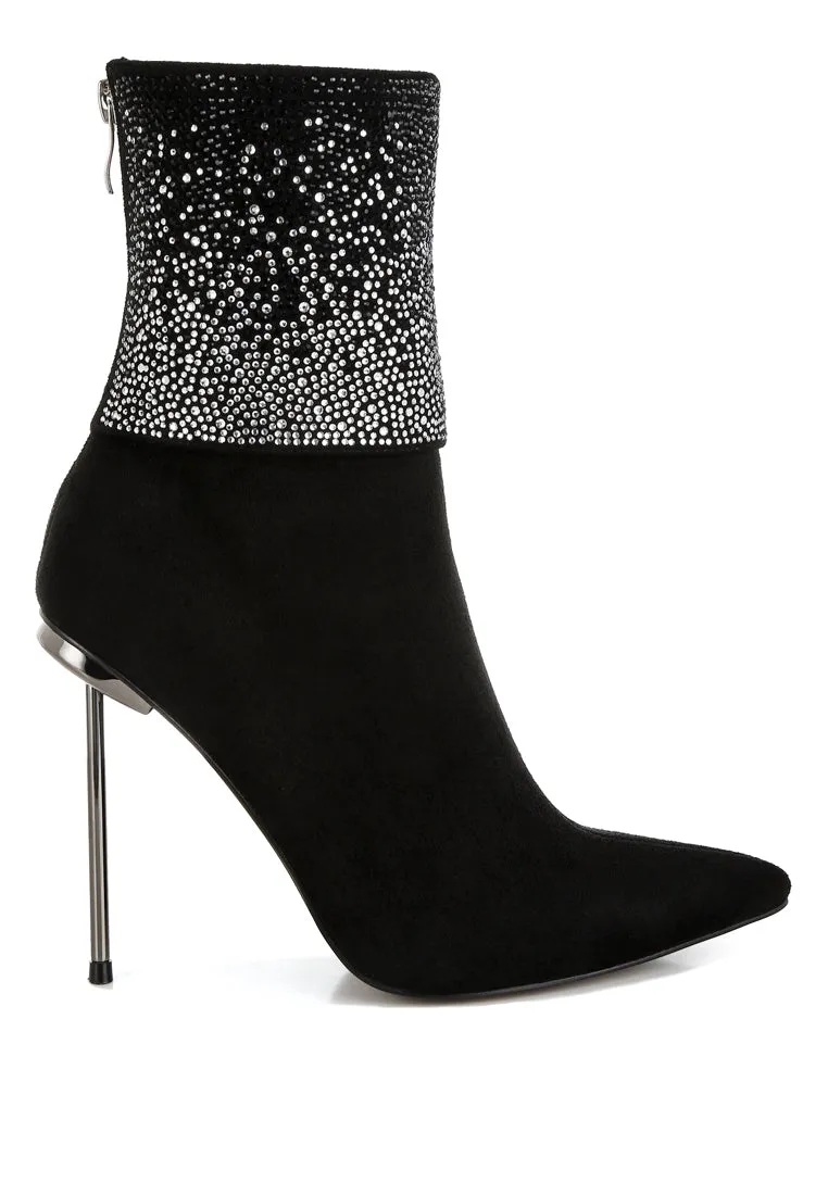 Podstar Rhinestones Embellished Foldover Boots