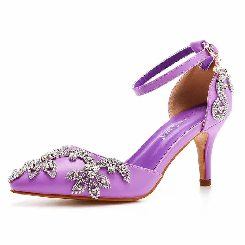 Pointed Toe Sandals Crystal Heels Fashion High Heel Rhinestone Shoes