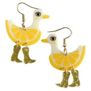 Pop Cowgirl Lemon Duck Yellow Earrings