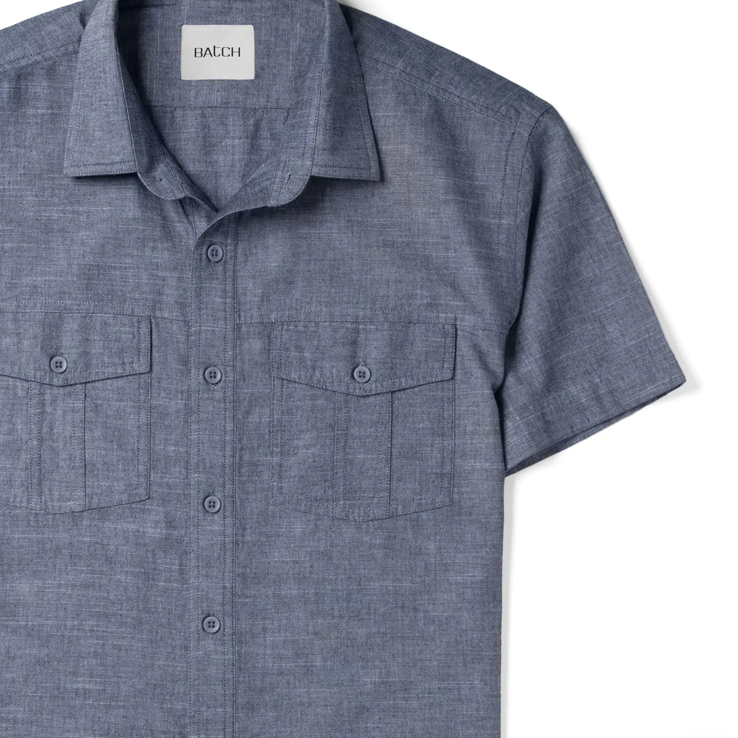 Primer Short Sleeve Utility Shirt – Navy Blue Slub Chambray