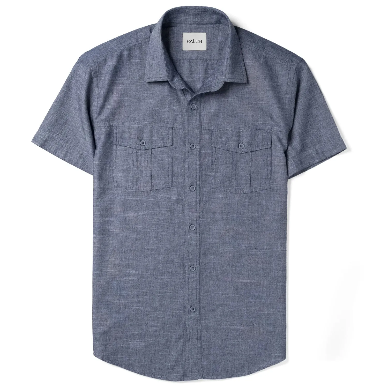 Primer Short Sleeve Utility Shirt – Navy Blue Slub Chambray