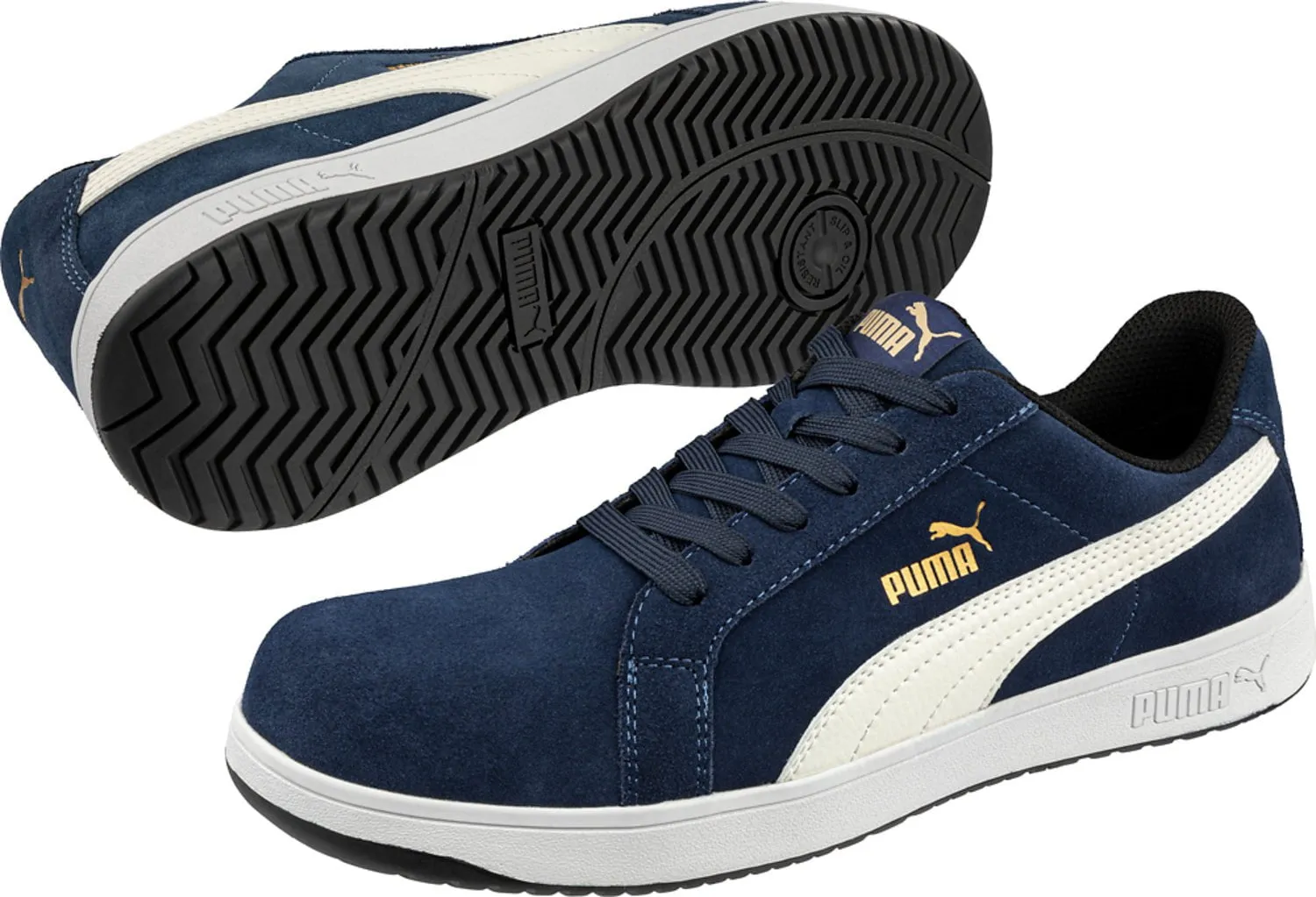 Puma Safety Mens Iconic Low ASTM EH Navy Suede Work Shoes