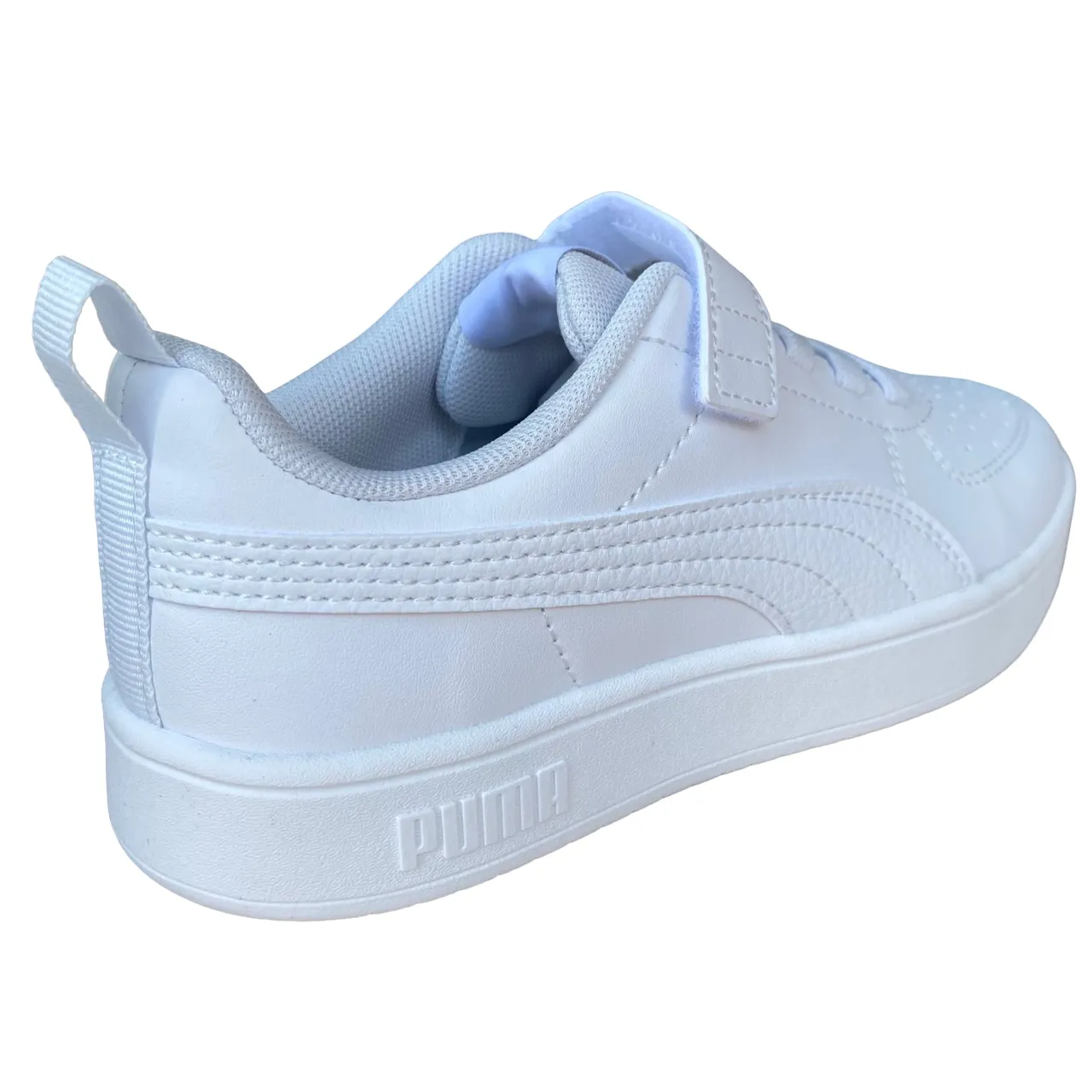 Puma scarpa sneakers da ragazzi con elastico e strappo Rickie AC PS 385836-01 bianco-grigio ghiaccio