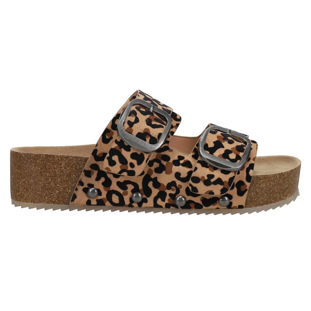 Qianna Leopard Platform Slide Sandals