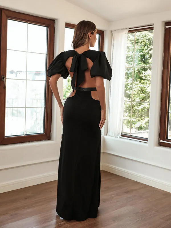 Queen Embrace Waist Cut Out Long Backless Party Dress | Women's Cocktail & Party Dresses