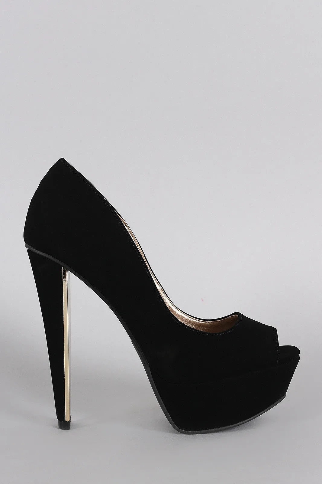 Qupid Nubuck Peep Toe Platform Pump