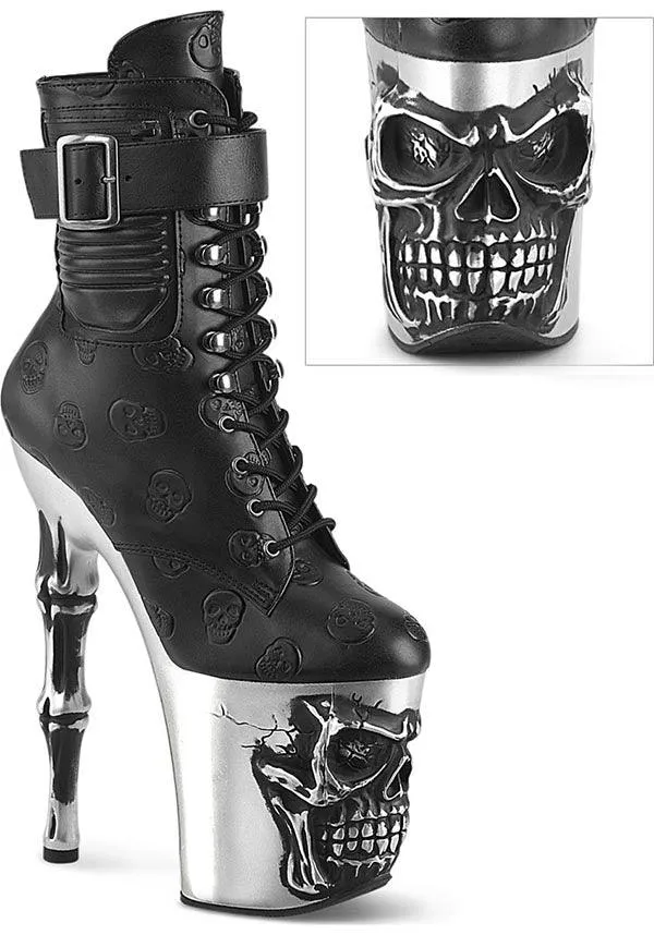 RAPTURE-1020STR-02 [Black Faux Leather] | PLATFORM BOOTS [PREORDER]