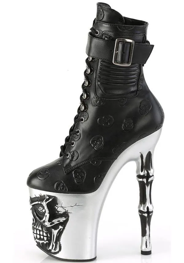 RAPTURE-1020STR-02 [Black Faux Leather] | PLATFORM BOOTS [PREORDER]