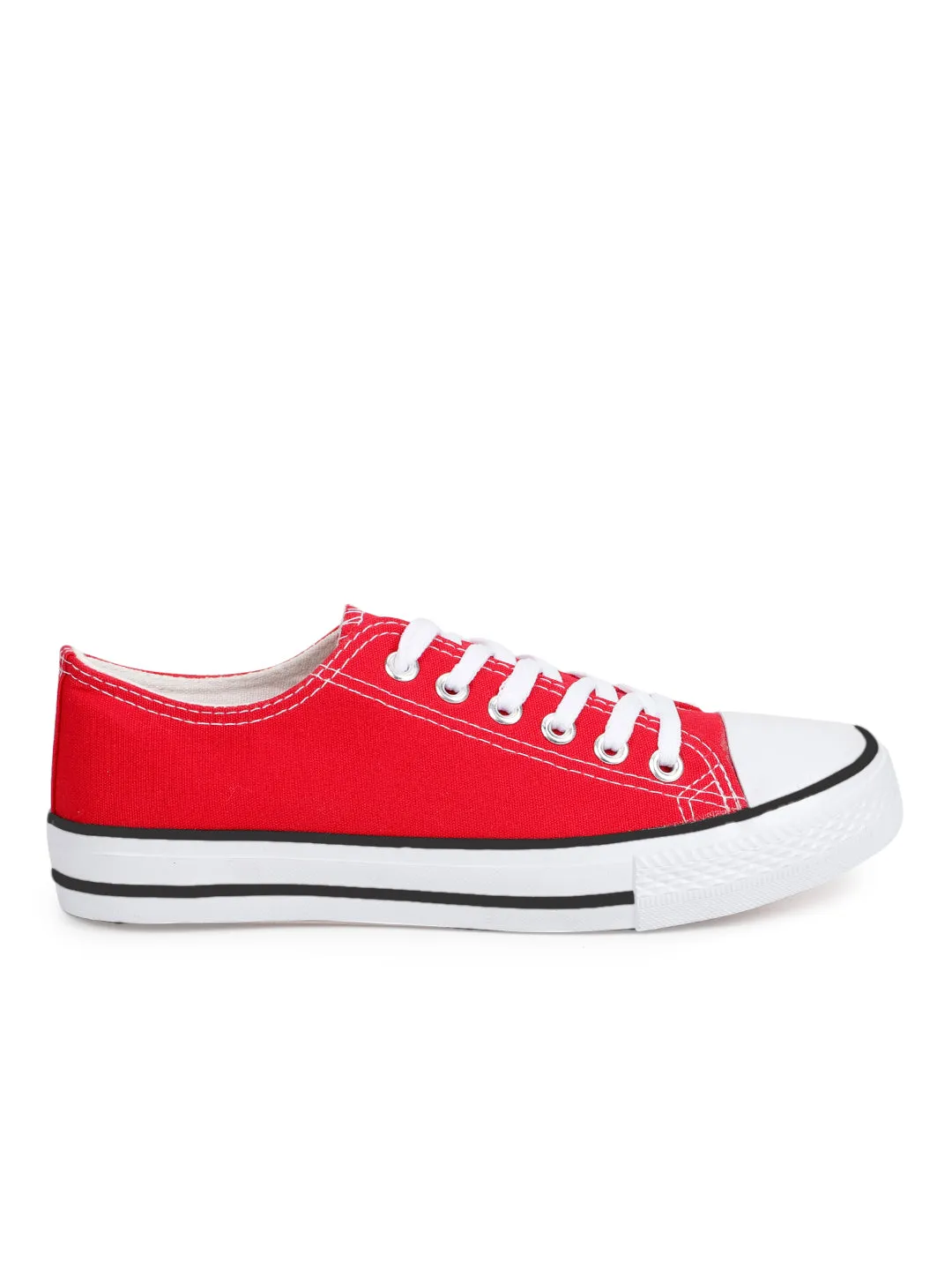 Red Canvas Lace Up Sneakers (TC-CAN1-RED)