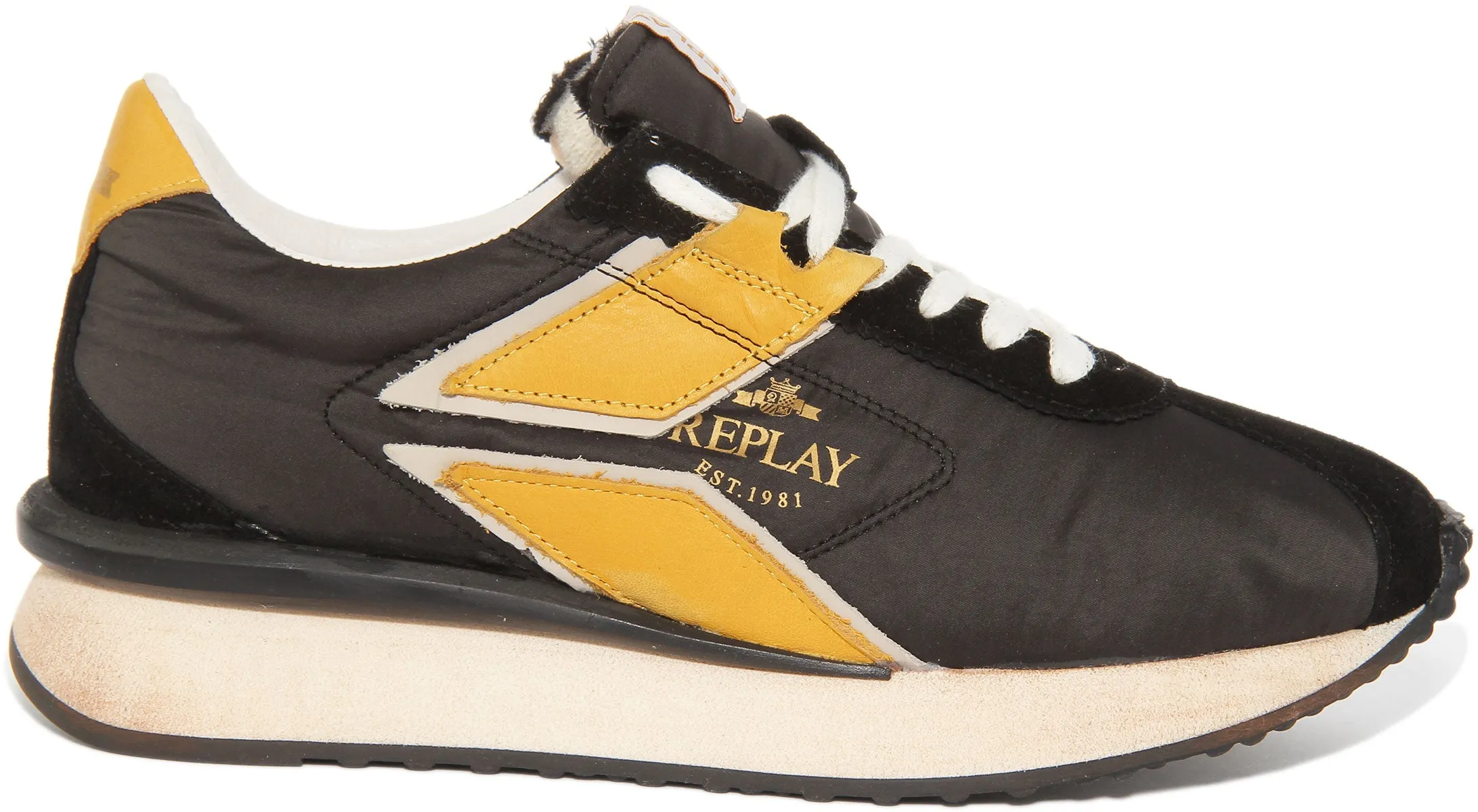 Replay Casey Nylon In Black Yellow For Men