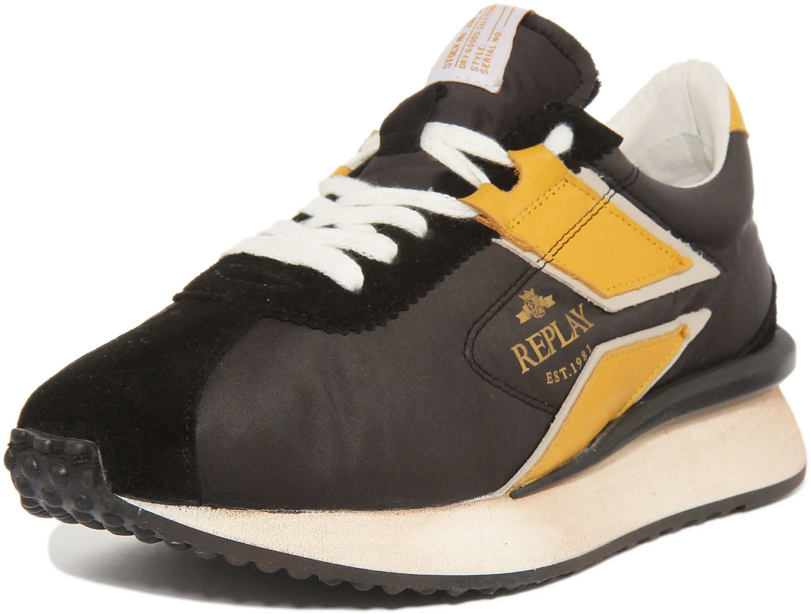 Replay Casey Nylon In Black Yellow For Men